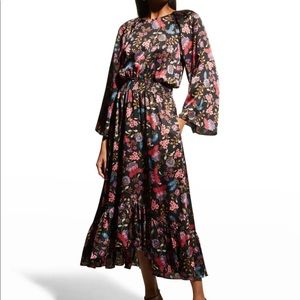 MISA LA Elsa Wide-Sleeve Midi Floral Dress